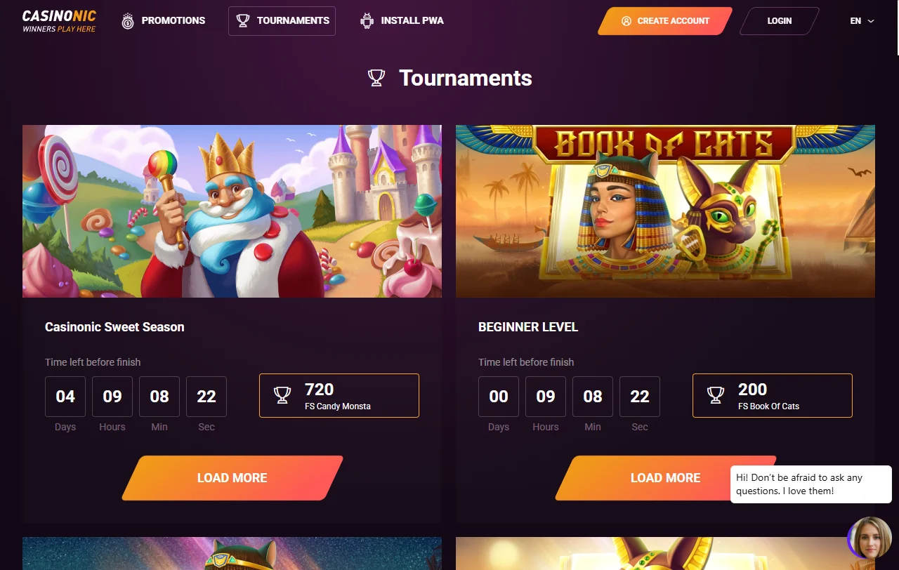 Casinonic Casino welcome bonus offer of approximately AUD $1,000 plus 100 free spins with promotional terms displayed