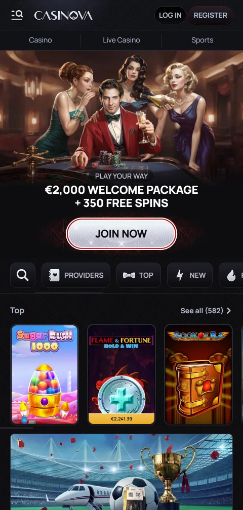 Casinova Casino mobile browser platform accessible on iOS and Android devices with full game library functionality