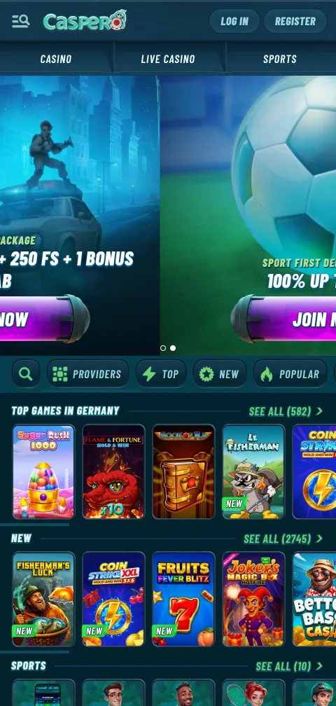 Caspero Casino mobile responsive design providing full gaming access on iOS and Android smartphones