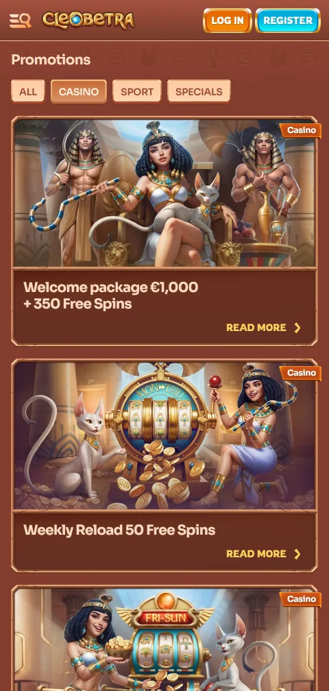 Deposit and withdrawal payment methods available at Cleobetra Casino