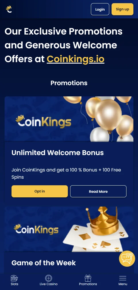 Security and licensing information for CoinKings Casino with SSL encryption and responsible gambling tools