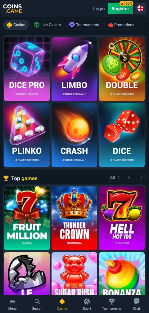 Payment methods at Coins Game Casino including PayID, e-wallets, and cryptocurrency withdrawal options