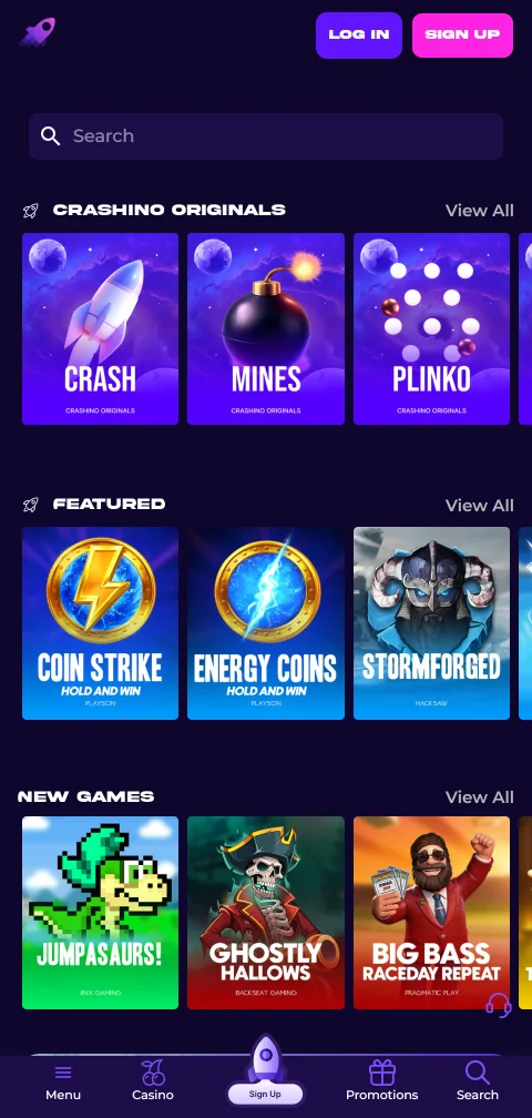 Mobile-optimised Crashino Casino platform enabling full gaming access on smartphones