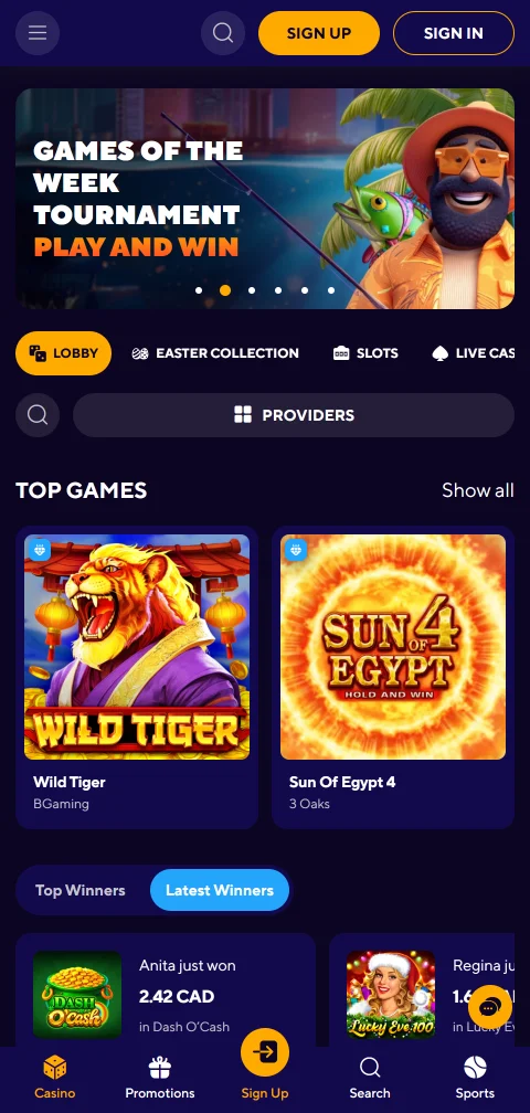 Dazard Casino mobile platform with responsive design providing full game access without app requirement