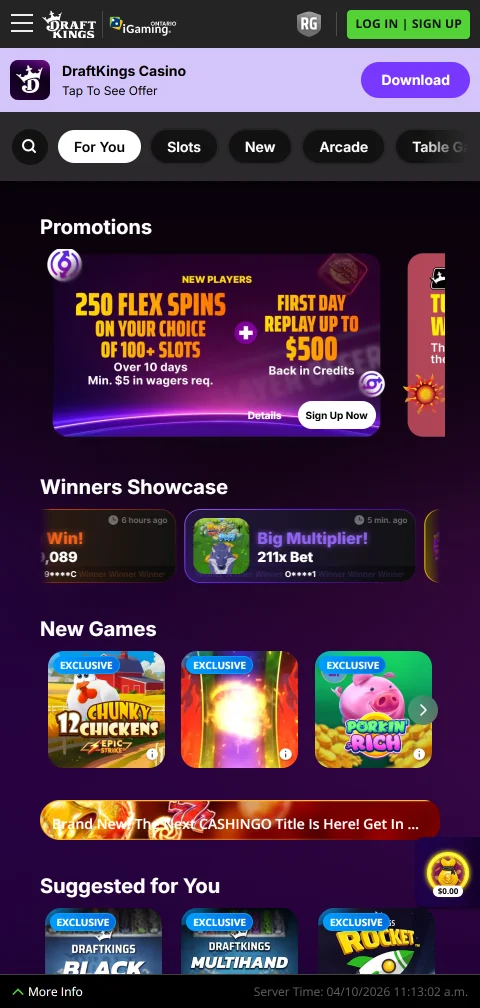 DraftKings Casino mobile gaming experience optimised for iOS and Android smartphones in Australia