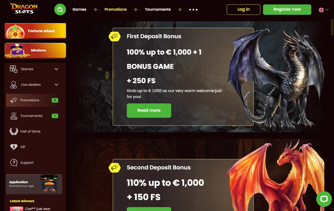 Online slots, table games and live dealer entertainment at DragonSlots Casino Australia