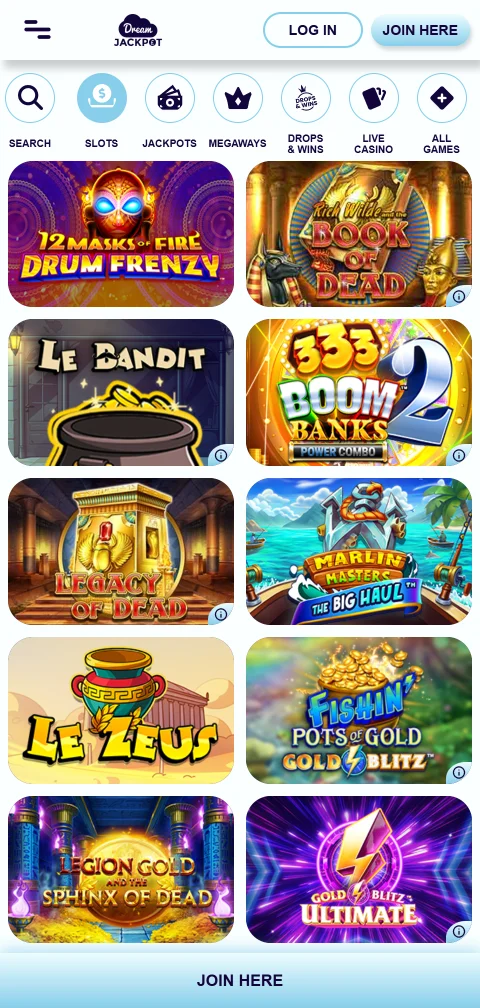 Banking options including BPAY, PayID, and credit card deposit methods at Dream Jackpot Casino