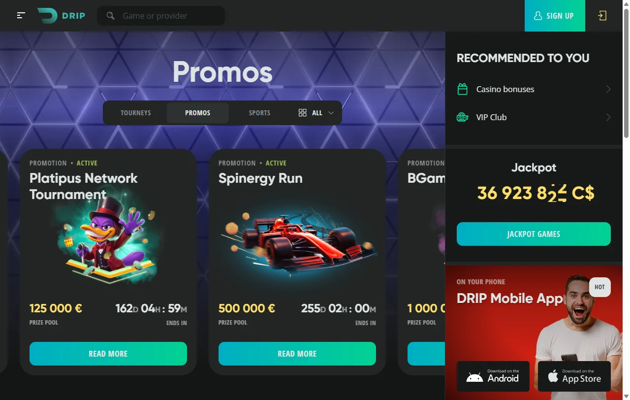 Drip Casino Australia game selection showcasing slot titles and provider partnerships from Pragmatic Play and Evolution Gaming