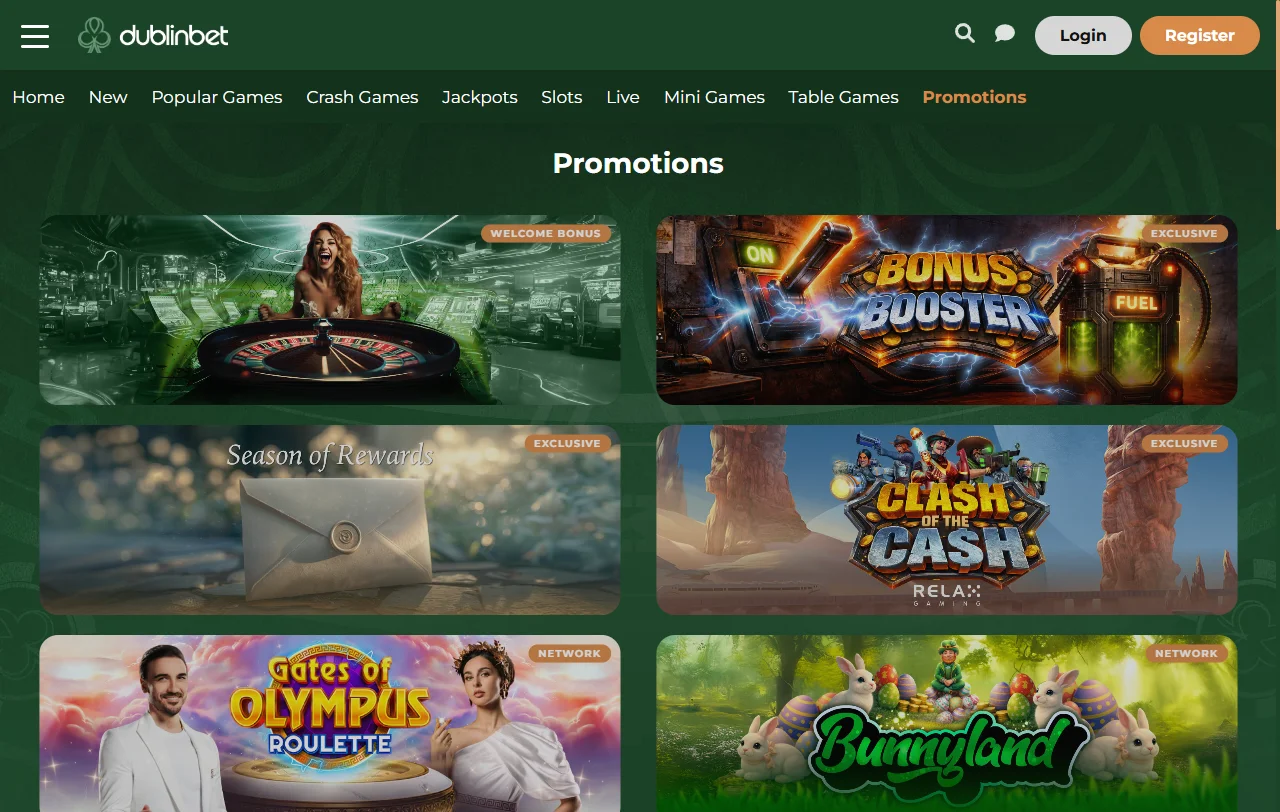 Welcome bonus offers and promotional campaigns available at DublinBet Casino for new players