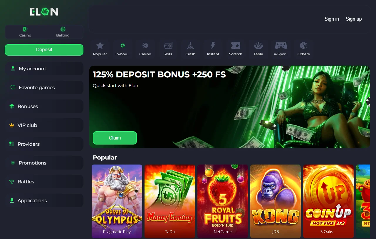 Elon Casino comprehensive review showing complete platform features for Australian players