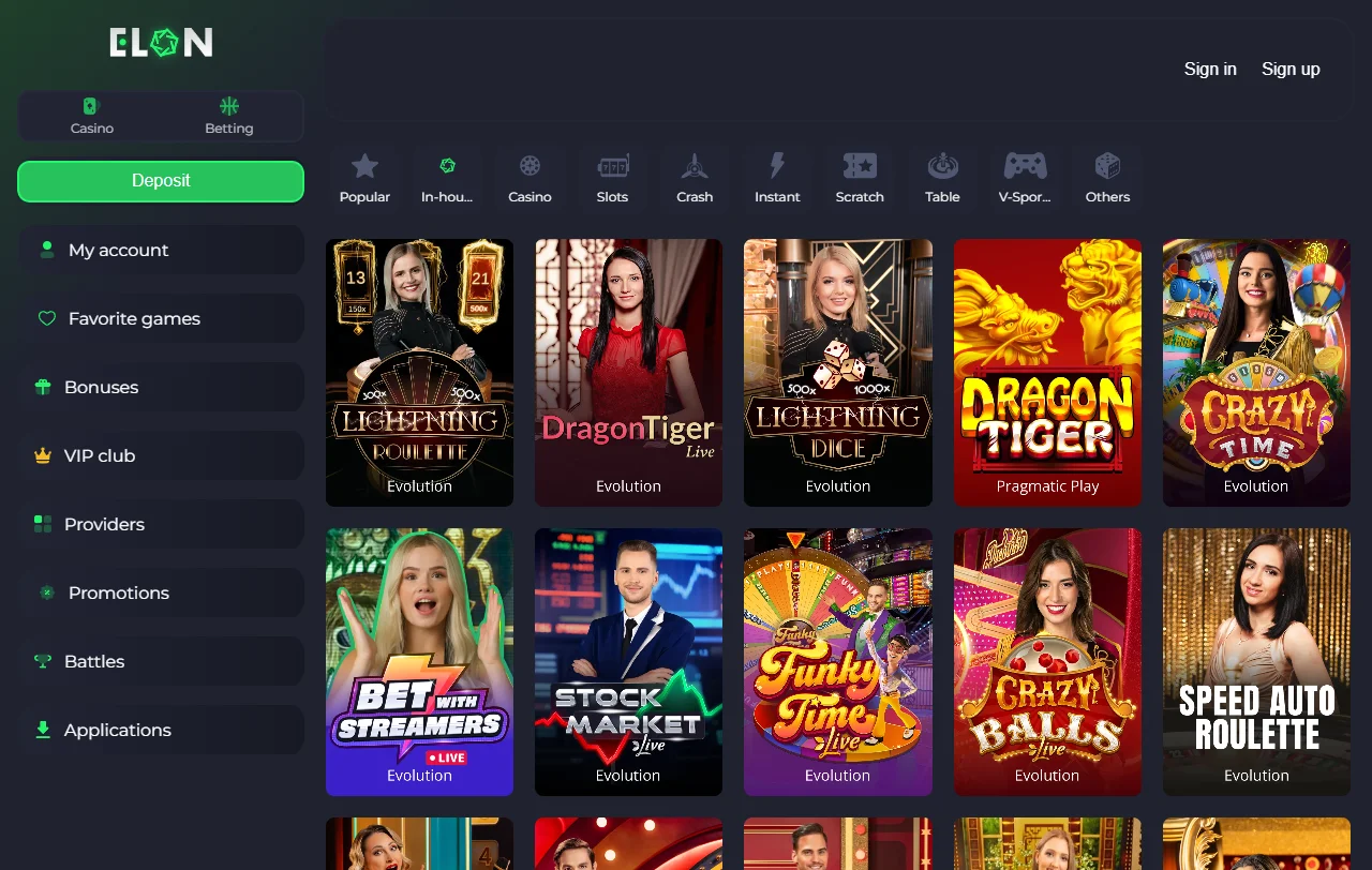 Welcome bonus offer at Elon Casino including 100% match up to AUD 1,000 and free spins promotion