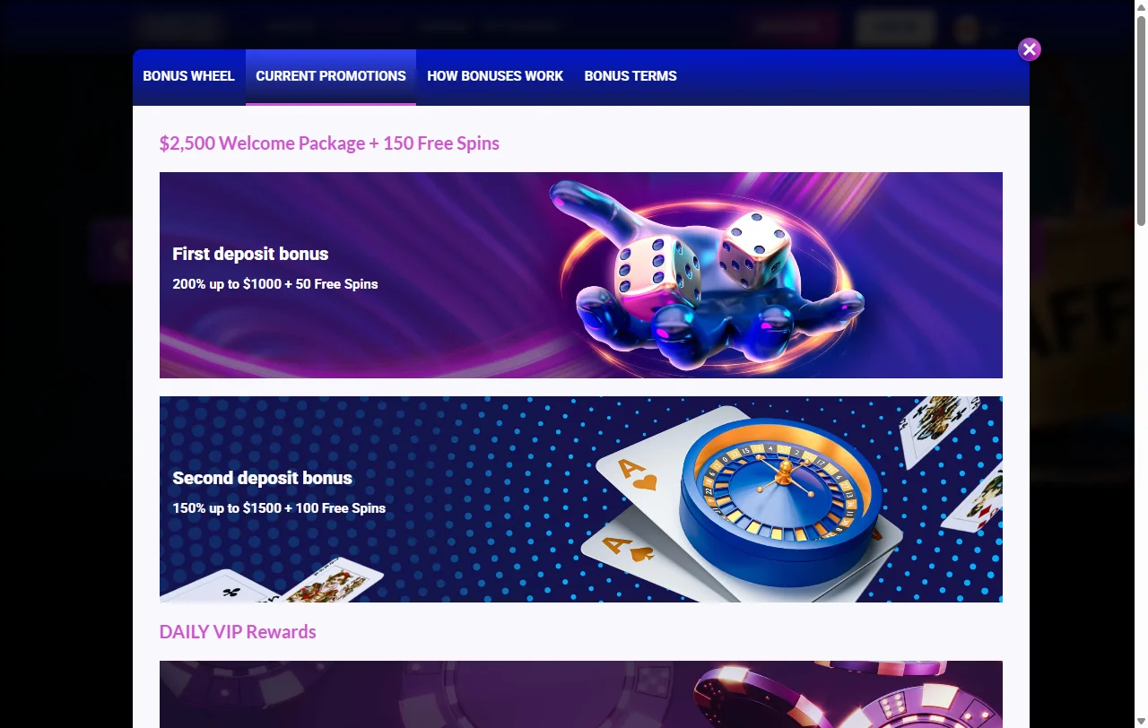 Slot games and table game categories available at Europe Fortune Casino with provider filters and search functionality