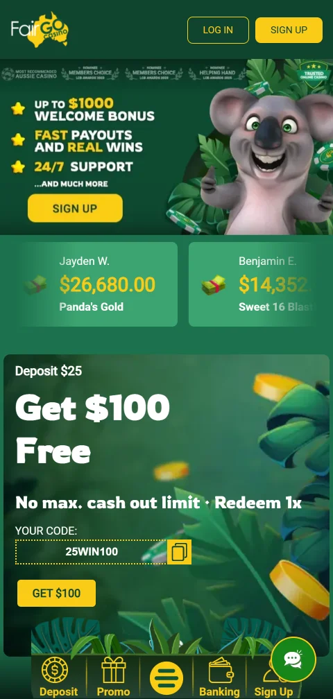 Fair Go Casino mobile gaming platform accessible on iOS and Android without app download