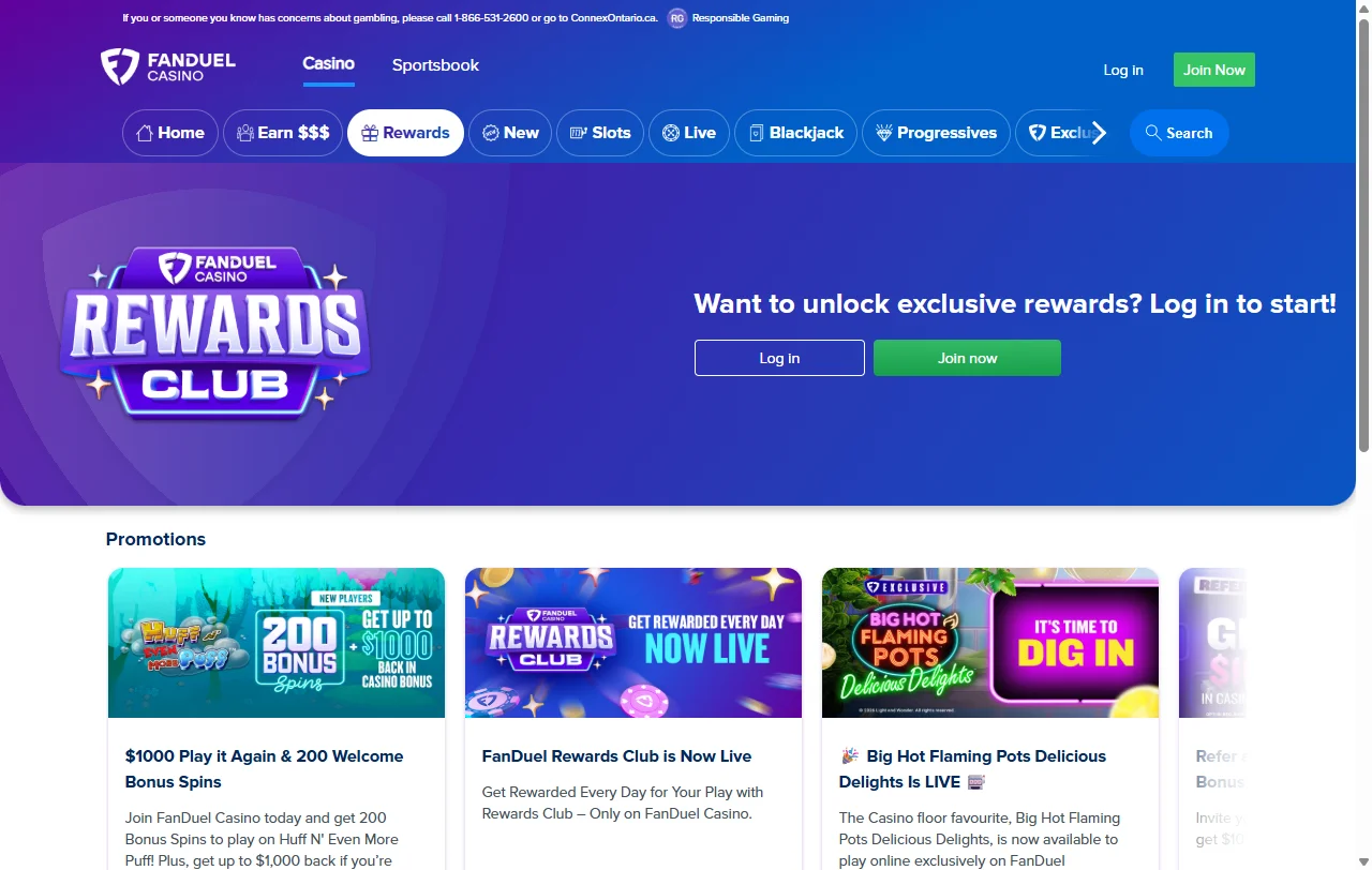 FanDuel Casino welcome bonus and promotional offers including deposit matches and free spins