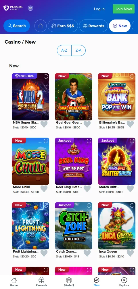 FanDuel Casino mobile platform providing full gaming access through responsive browser design on smartphones