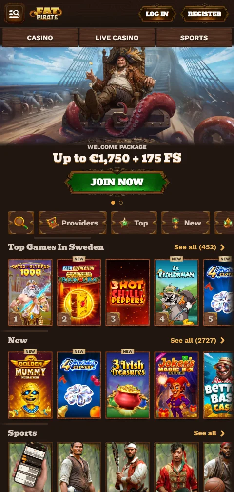 Mobile-optimised Fat Pirate Casino platform delivering full gaming access on smartphones