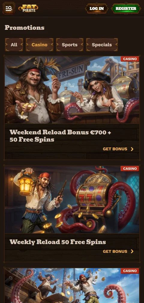 Deposit and withdrawal options displayed through Fat Pirate Casino mobile banking interface