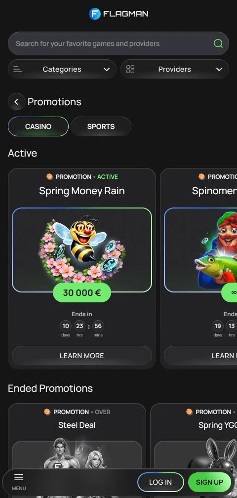 Payment methods and withdrawal options available at Flagman Casino on smartphones