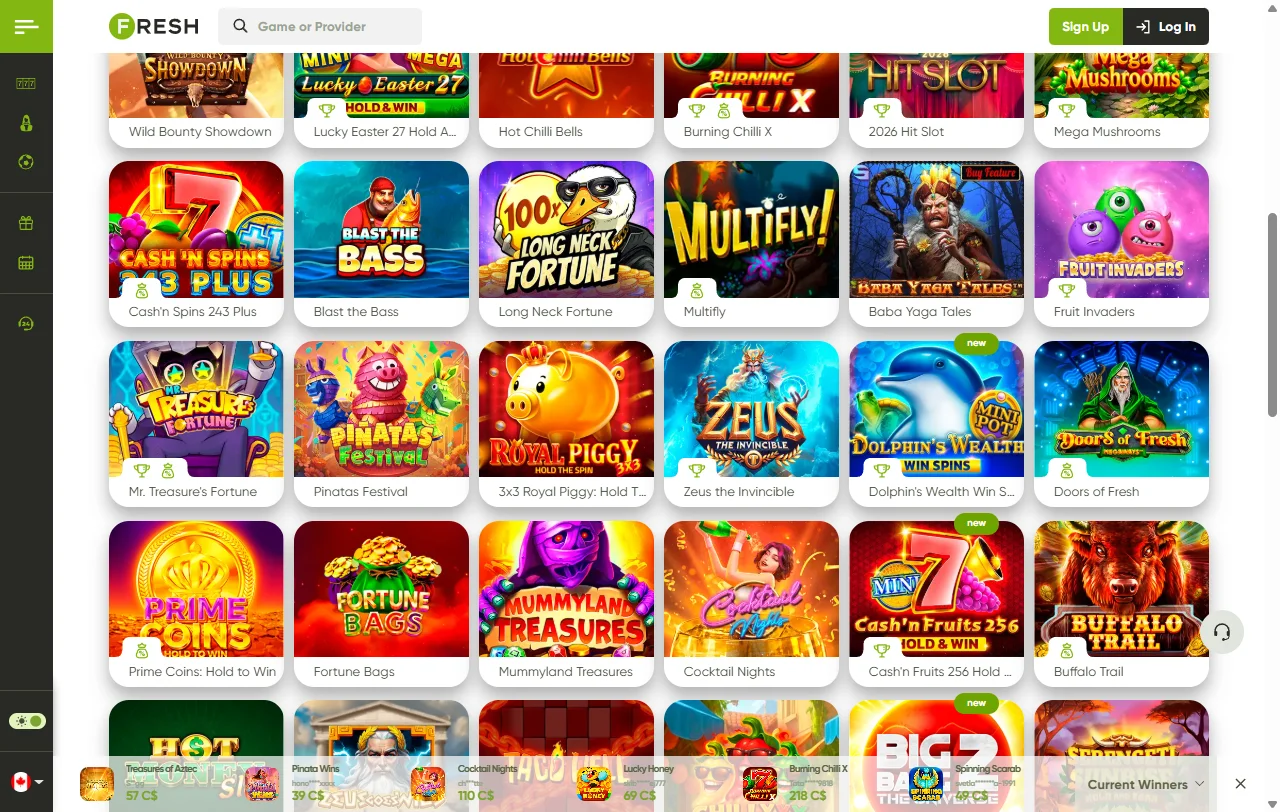 Welcome bonus offers and promotions at Fresh Casino