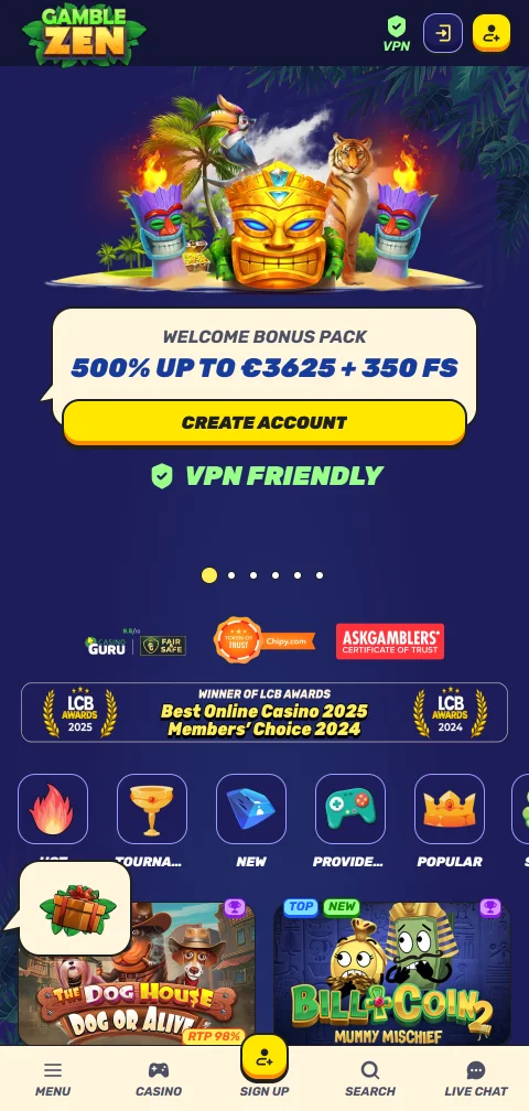 Gamblezen Casino mobile gaming experience on smartphones and tablets
