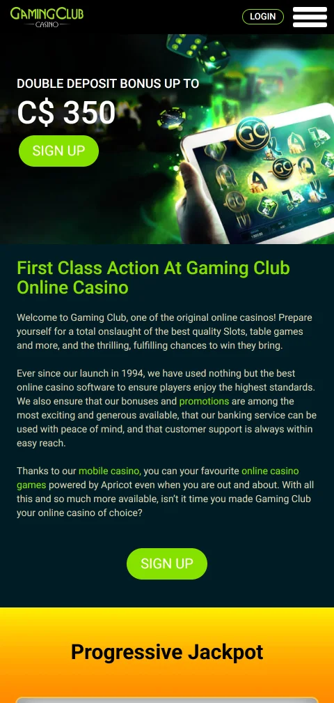Gaming Club Casino mobile gaming experience on smartphones and tablets