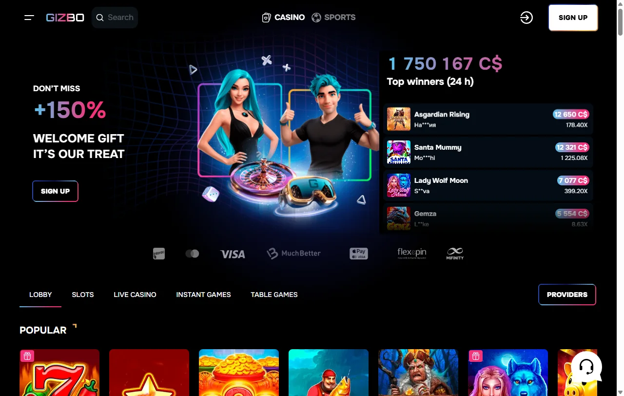 Comprehensive Gizbo Casino review showing complete platform interface and game categories for Australian players