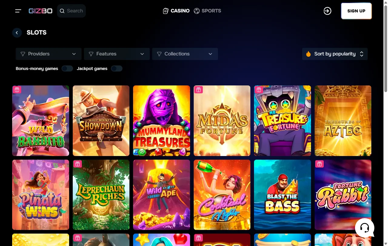 Welcome bonus details at Gizbo Casino including 100% match and free spins promotional offer structure