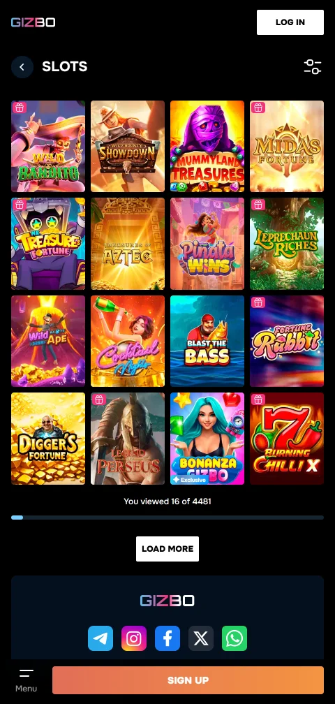 Gizbo Casino security and licensing information showing Curaçao regulation and player protection mechanisms