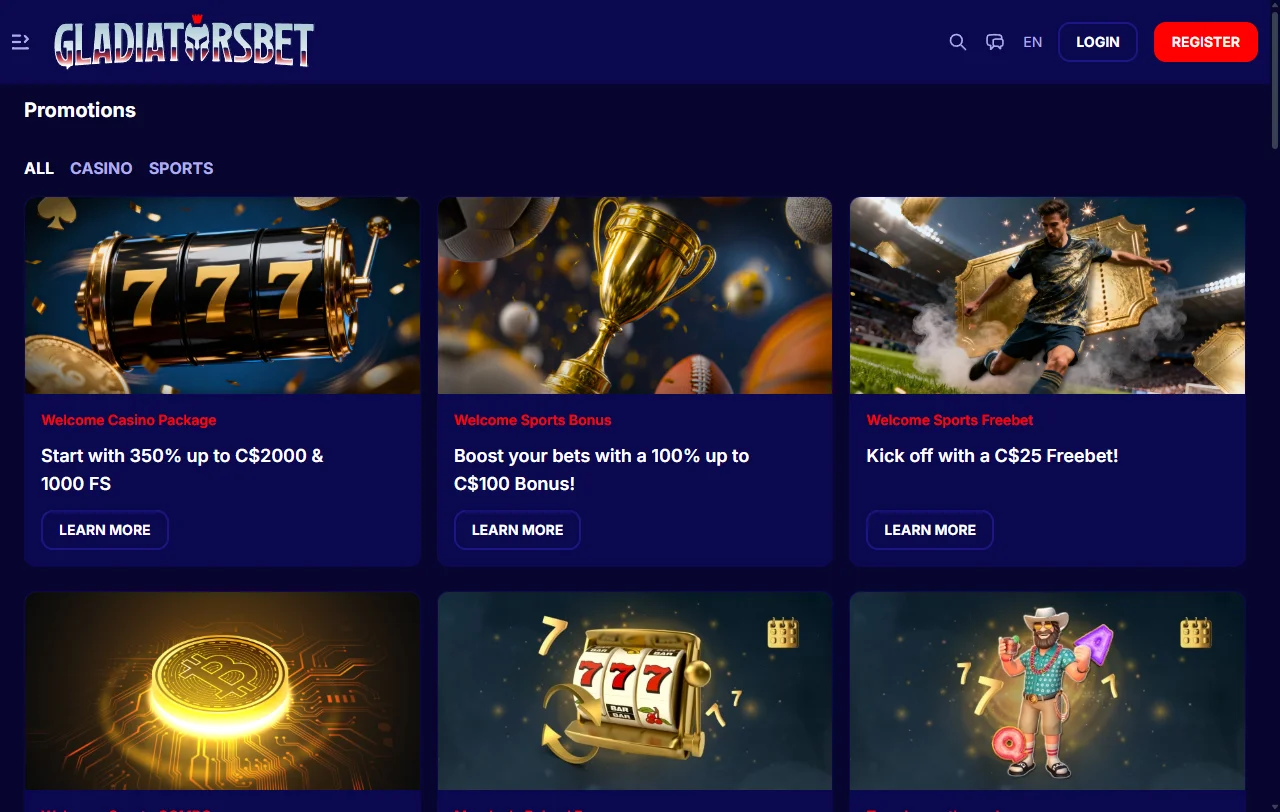 Extensive slot collection and live dealer games available on Gladiatorsbet Casino desktop version with Pragmatic Play and Evolution Gaming content