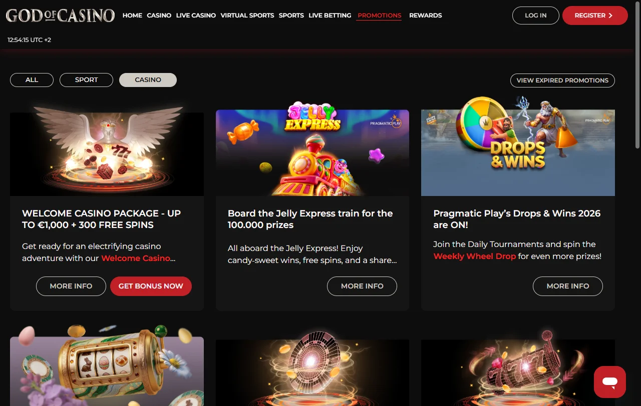 God of Casino welcome bonus structure and promotional offers for new players