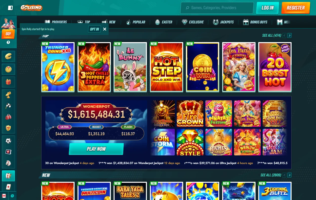 Golisimo Casino welcome bonus offer details and promotional terms displayed on desktop