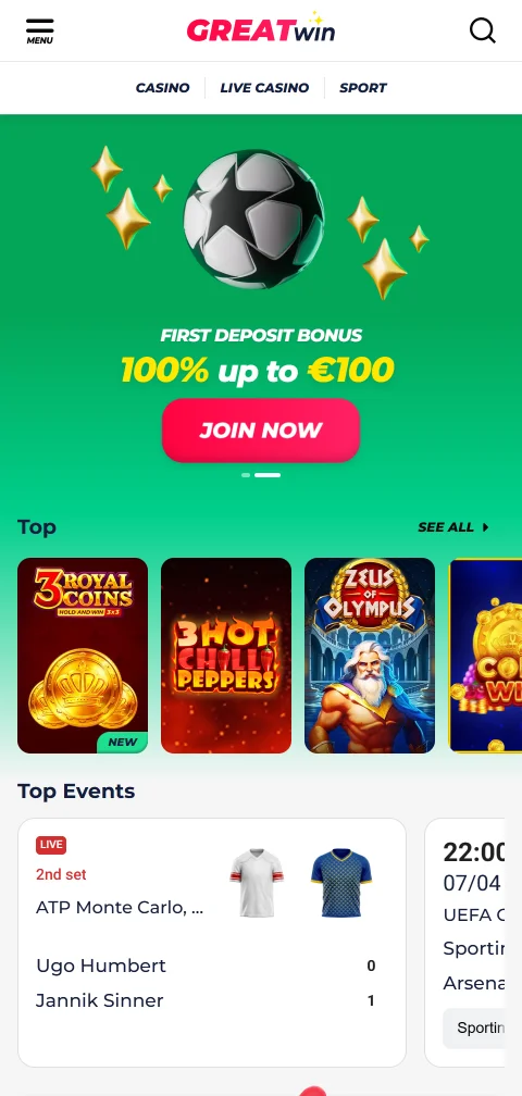 Mobile gaming experience at GreatWin Casino with responsive design and full feature access
