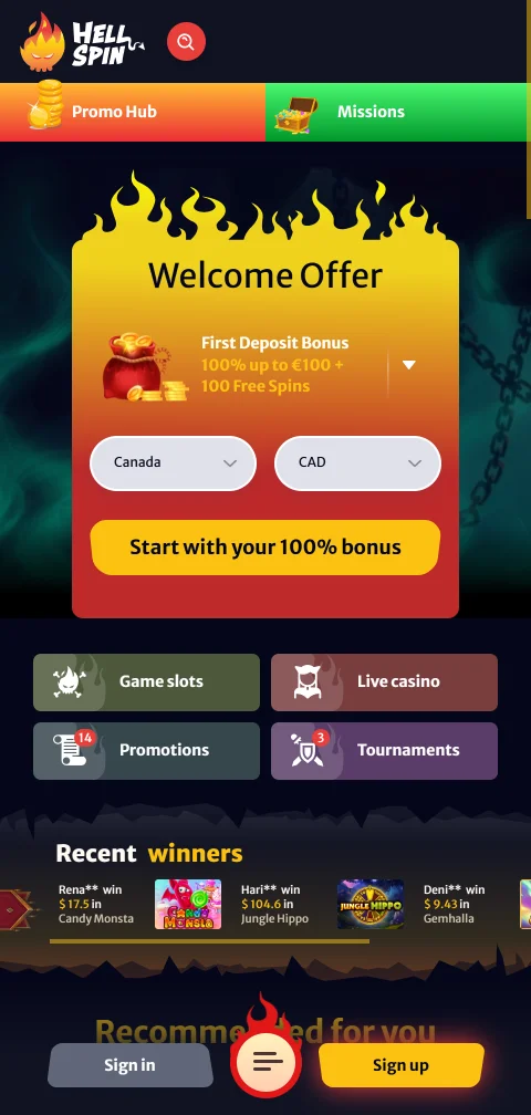 HellSpin Casino mobile browser platform accessible on iOS and Android devices without app installation