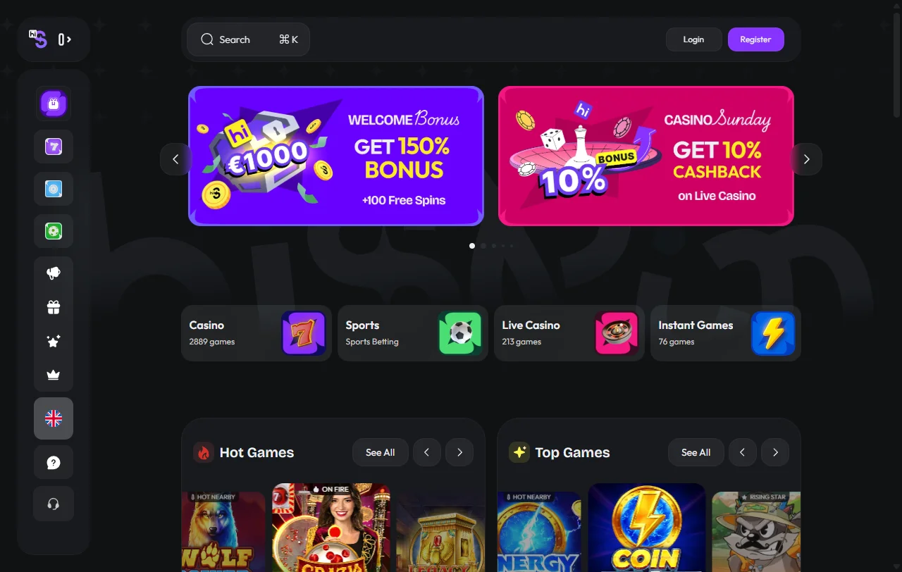 Hispin Casino platform overview displaying game library and navigation interface for Australia players