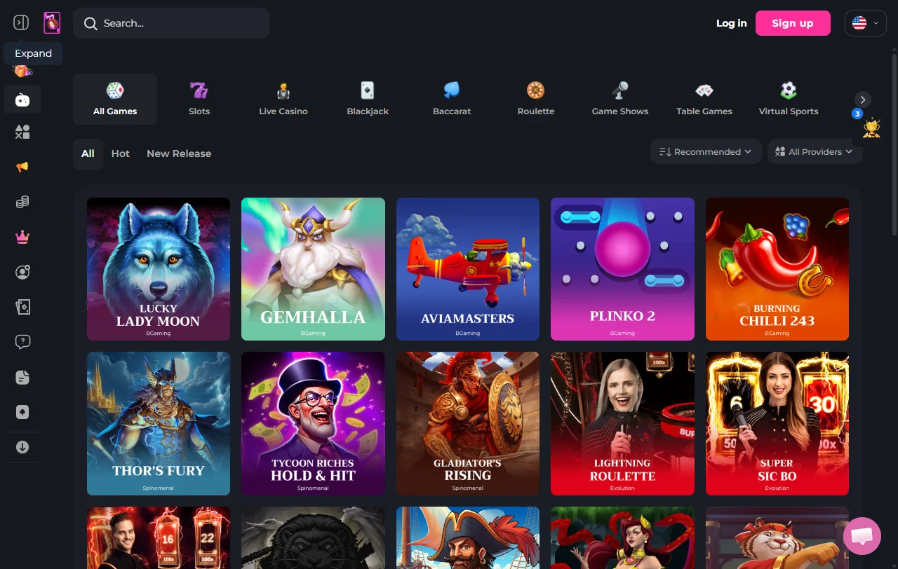 Hunnyplay Casino game library featuring 3,000+ titles from 50+ software providers including Pragmatic Play and Evolution Gaming
