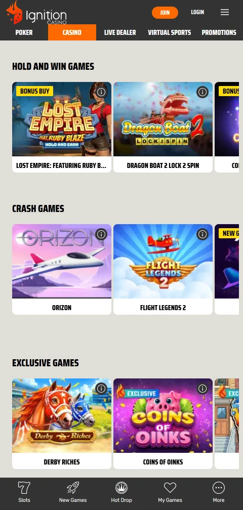 Deposit and withdrawal payment methods accepted at Ignition Casino for Australia