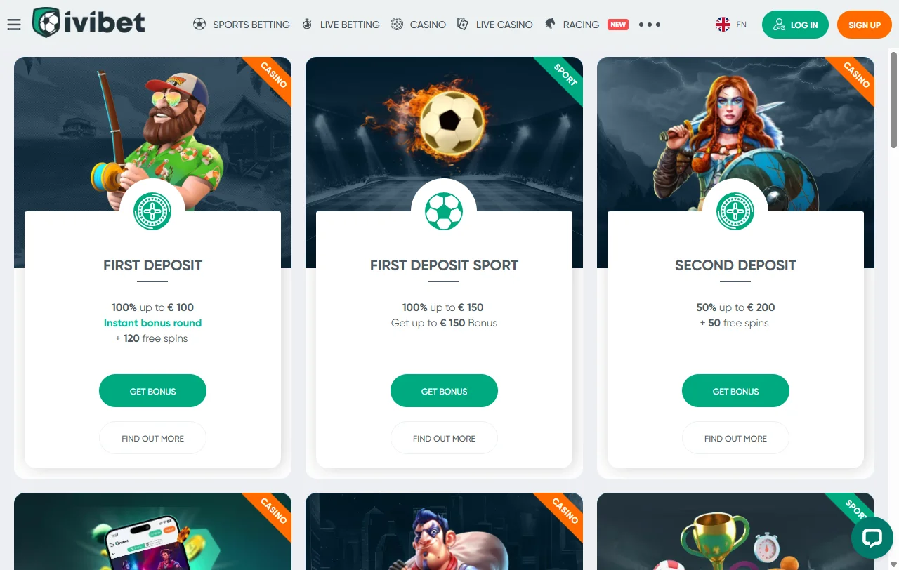 Ivibet Casino welcome bonus and promotional calendar with deposit matching and free spins offers