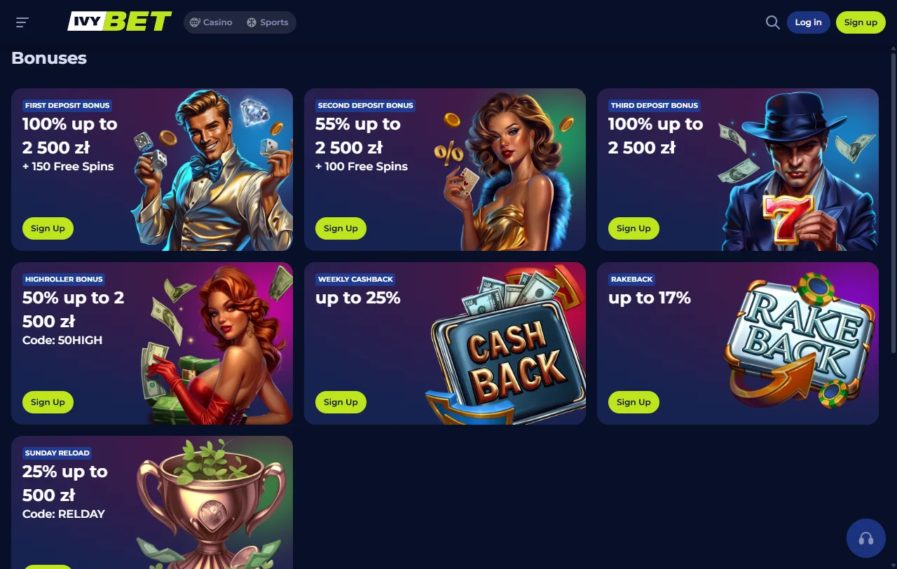 Game selection featuring thousands of slots and live dealer tables powered by Pragmatic Play and Evolution Gaming at Ivybet Casino