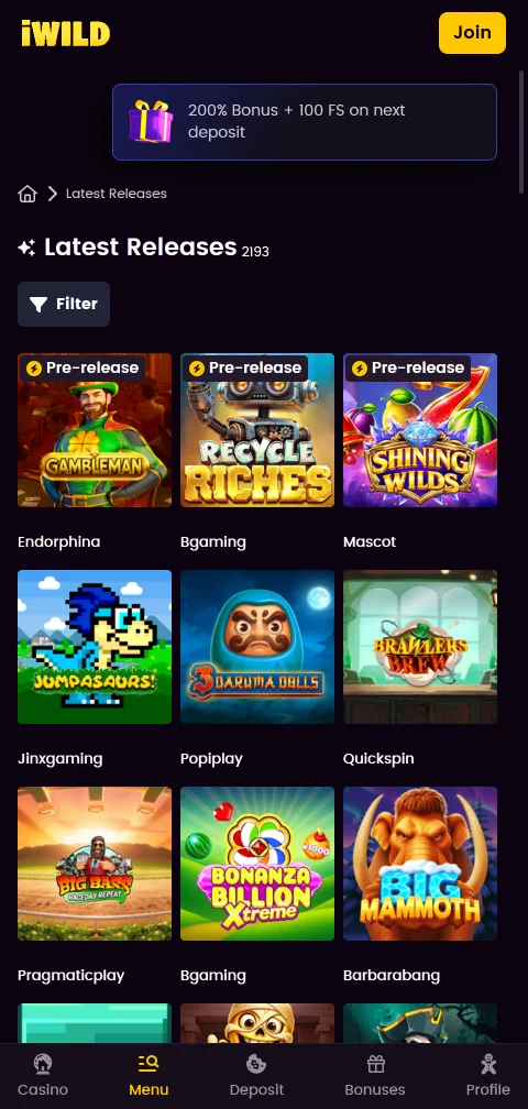 Deposit and withdrawal payment options at iWild Casino including BPAY and PayID