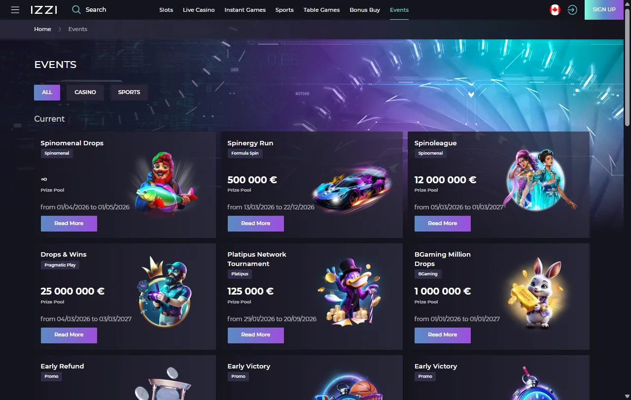 Slots, table games and live dealer offerings available at Izzi Casino for Australia market