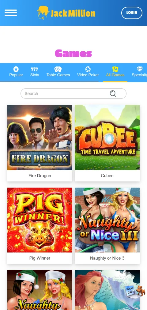 Deposit and withdrawal banking options available through Jack Million Casino mobile platform - payment methods overview