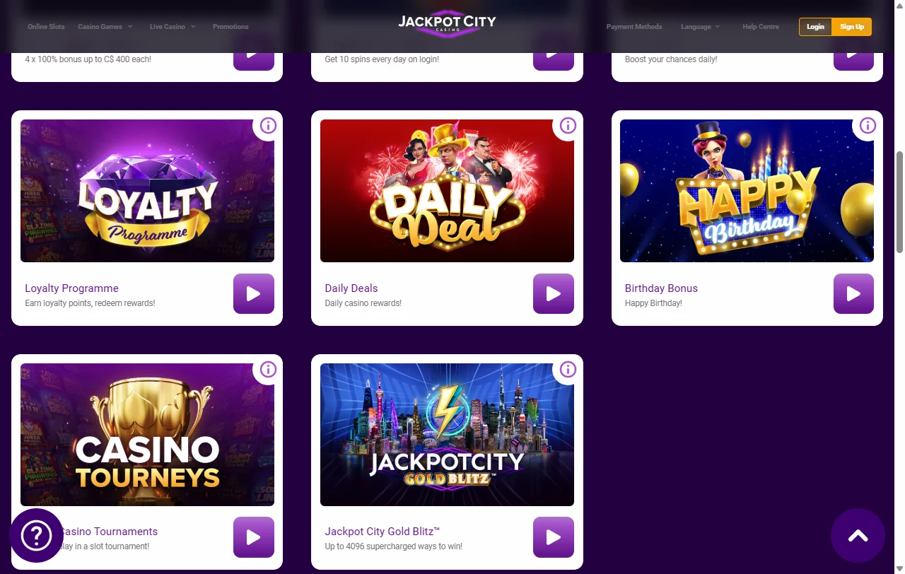 Welcome bonus and ongoing promotional offers at Jackpot City Casino Australia