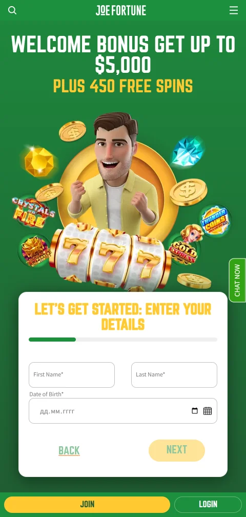 Joe Fortune Casino responsive mobile browser design providing full game access on iOS and Android devices