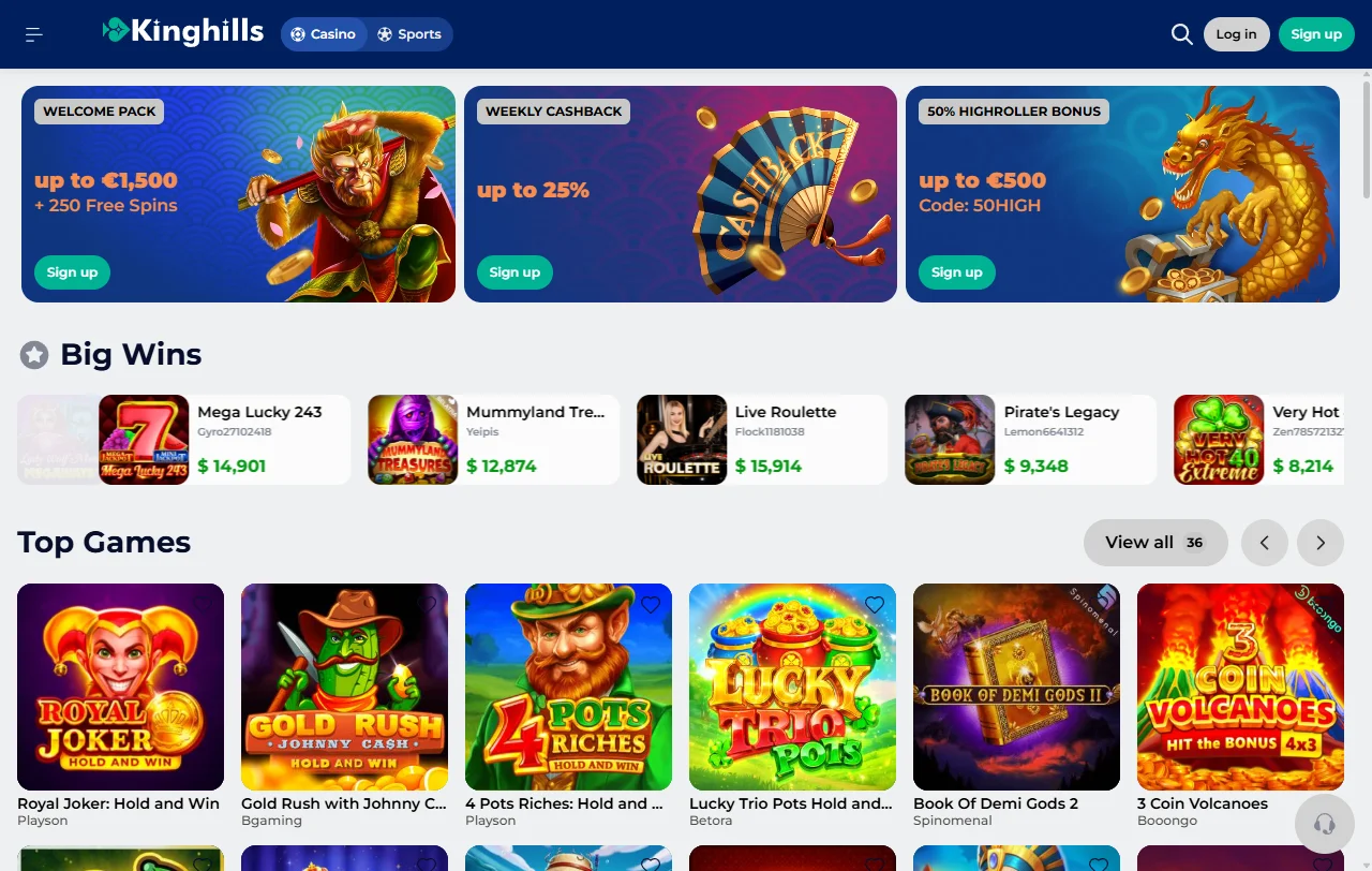 Comprehensive KingHills Casino review covering platform features, games and player experience