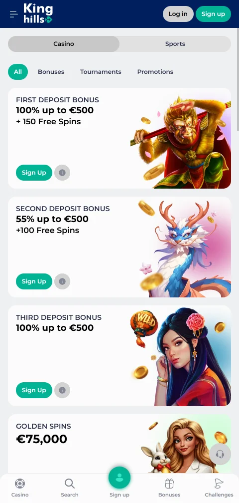 Banking options and payment methods at KingHills Casino including deposits and fast withdrawals