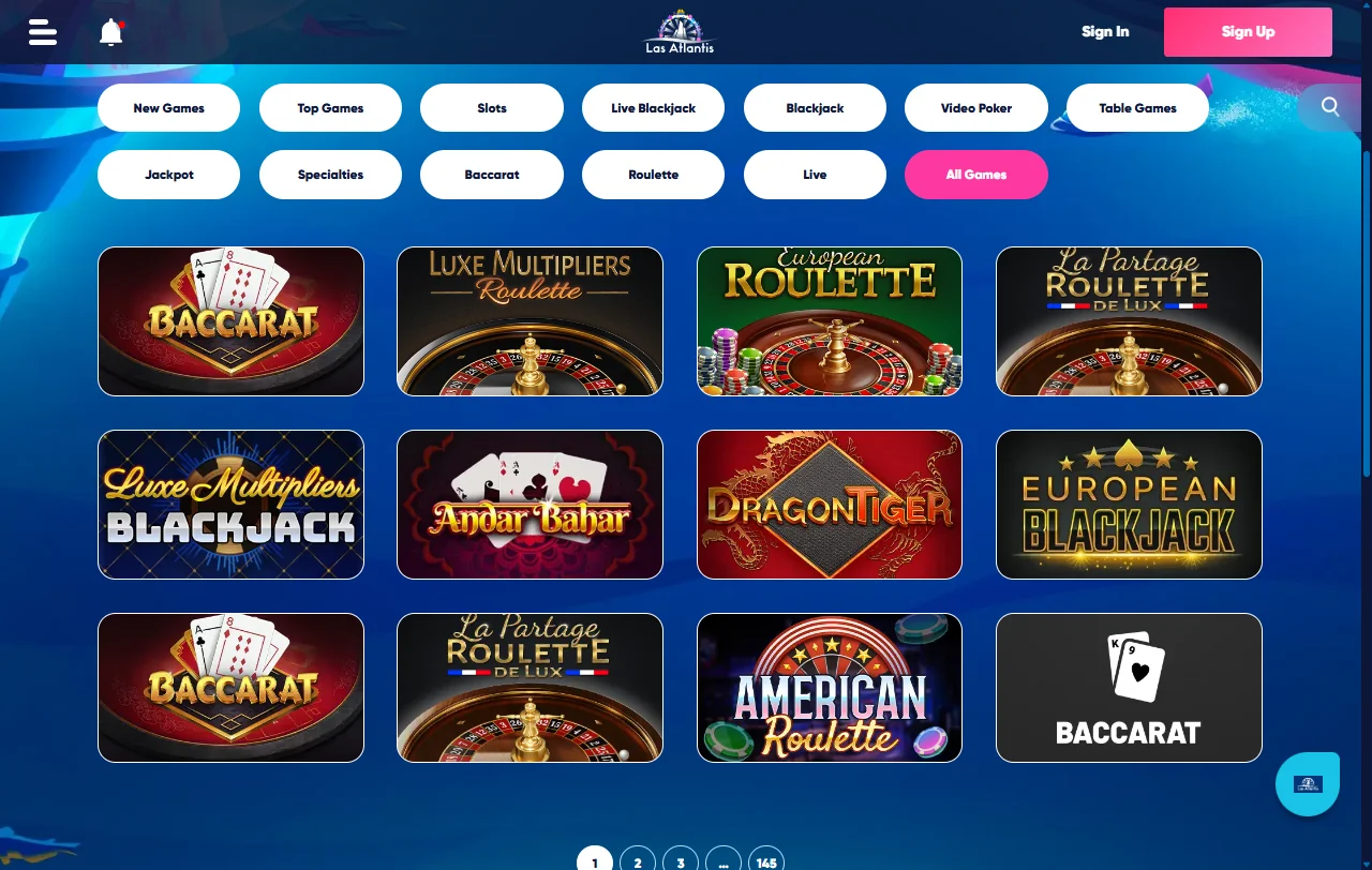 Welcome bonus and promotional offers available at Las Atlantis Casino