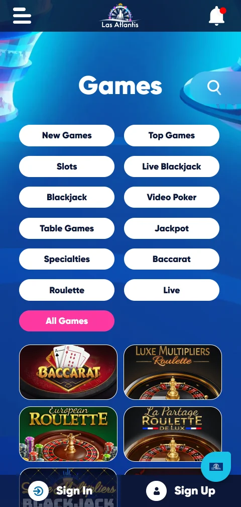 Player protection and licensing information for Las Atlantis Casino