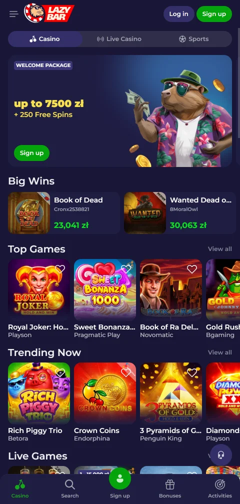 LazyBar Casino mobile browser gaming experience demonstrating responsive design and accessibility