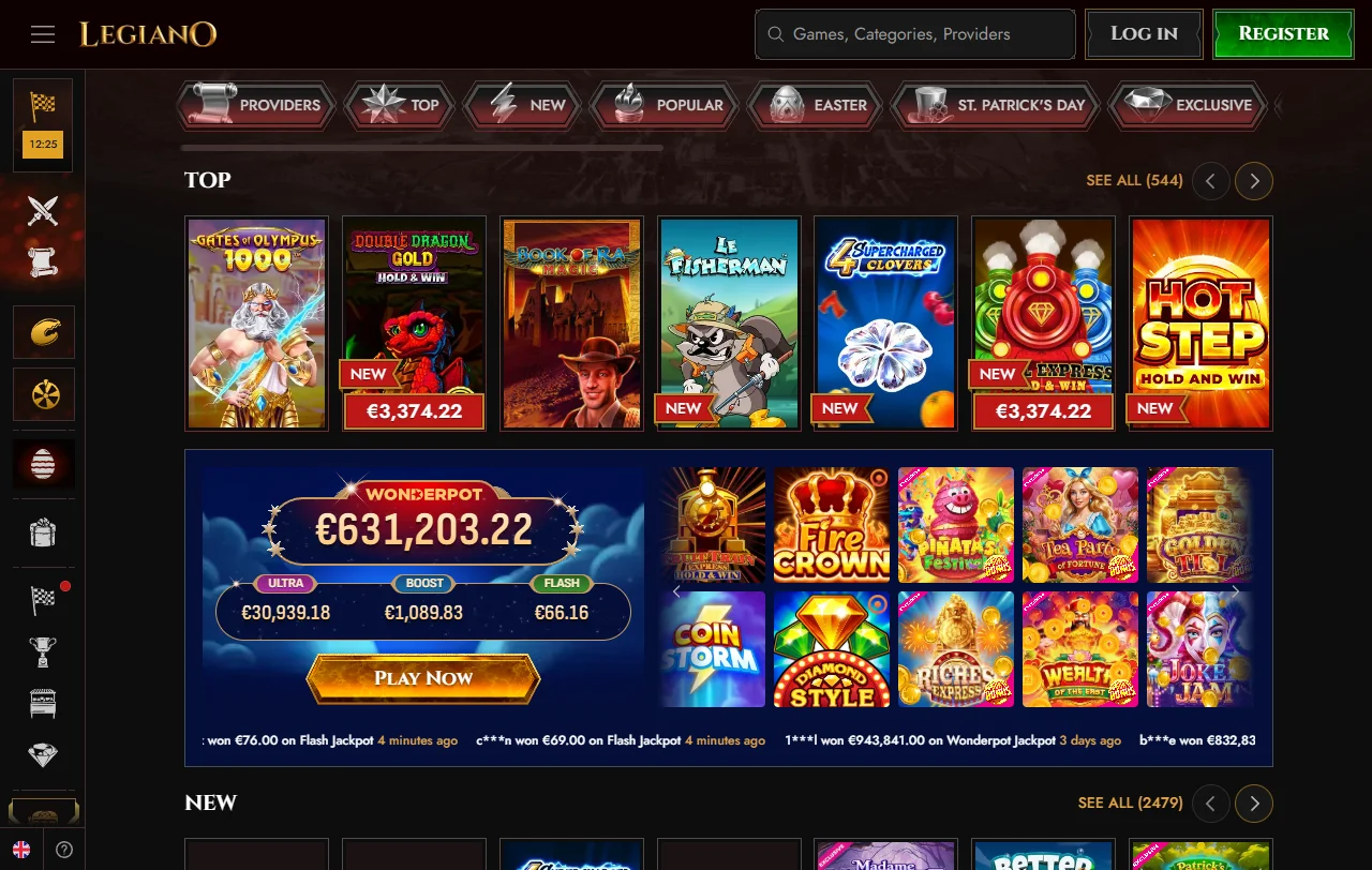 Legiano Casino welcome bonus offer and promotional campaign details for new player registration
