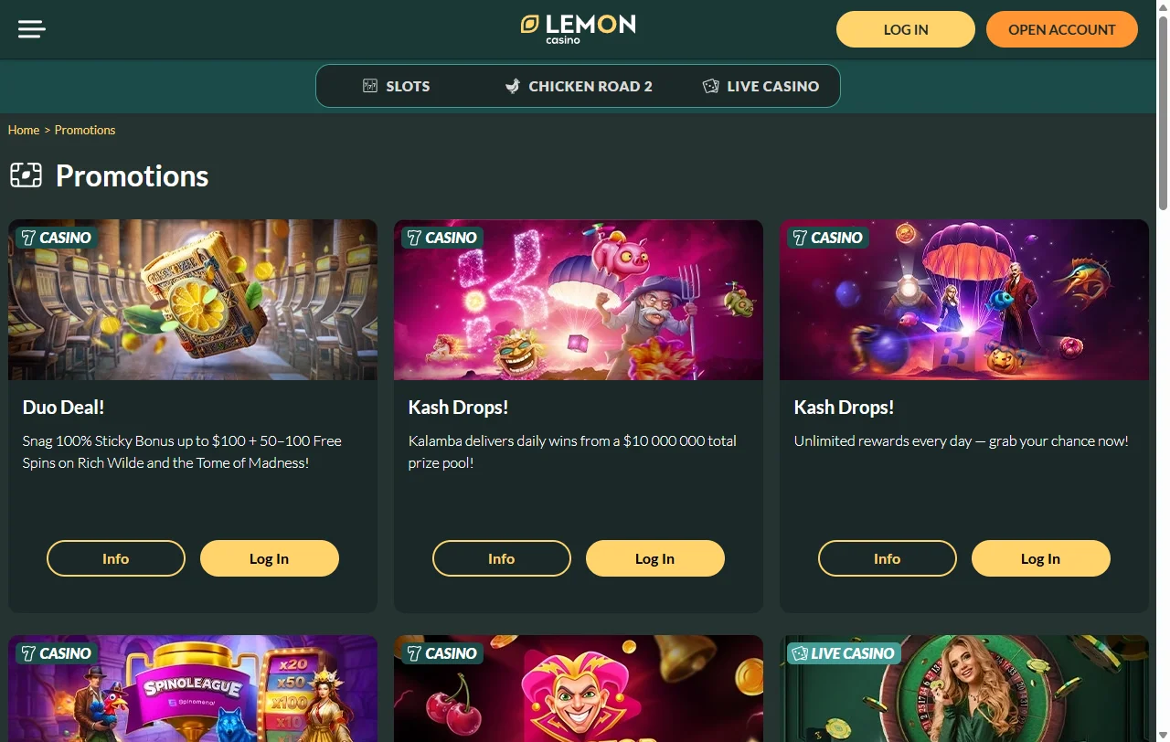 Lemon Casino welcome bonus offer and promotional structure for new players